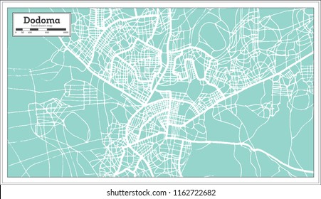 Dodoma Tanzania City Map in Retro Style. Outline Map. Vector Illustration.