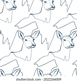 doe animal art line vector modern seamless pattern print white 