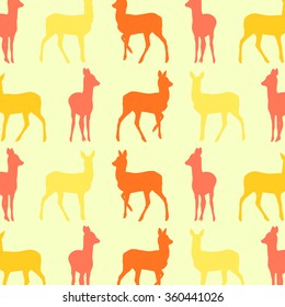 Doe deer animal seamless pattern colorful vector wallpaper for kid background concept