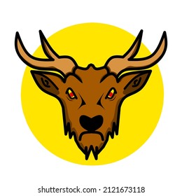 doe head logo vector with angry expression