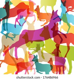 Doe venison deer silhouettes in abstract animal background illustration vector