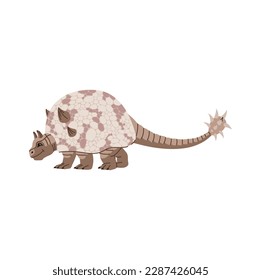 Doedicurus, extinct genus of glyptodont dinosaur. Prehistoric dinosaur with tail club cartoon character funny personage