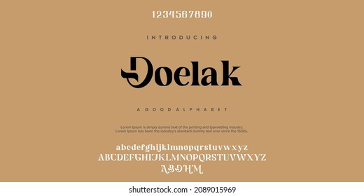 Doelak alphabet font. typography font and with numbers. vector illustration