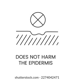 Does not harm the epidermis line icon in vector, skin layers illustration