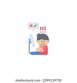 does not like interacting online flat style icon and illustration - vector