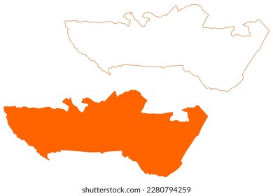 Doetinchem municipality (Kingdom of the Netherlands, Holland, Gelderland or Guelders province) map vector illustration, scribble sketch Deutekem map