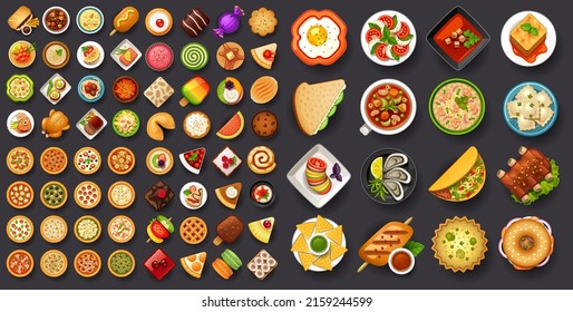 Dofferemt food icons set vector