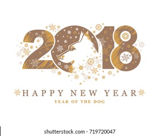 Dog 2018 symbol on the Chinese calendar. Vector illustration for New Year design. Year of yellow earth dog.