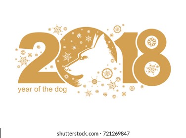 Dog 2018 symbol. Vector illustration for New Year`s design. Year of the yellow earth dog on the Chinese calendar.