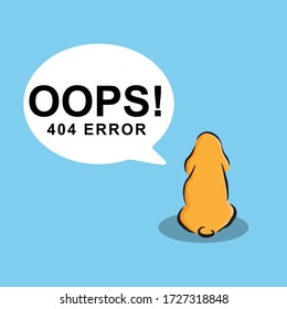 A dog  with 404 error page not found template for webpage, landing page, illustrator  vector