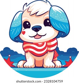 Dog 4th of July Cute in the style of colorful animal