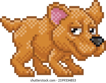 Dog 8 Bit Pixel Art Pet Animal Retro Arcade Video Game Cartoon Character Sprite