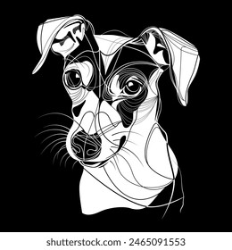 Dog Abstract Black and White Vector Art. Perfect for a variety of creative projects, including greeting cards, t-shirt prints and posters.