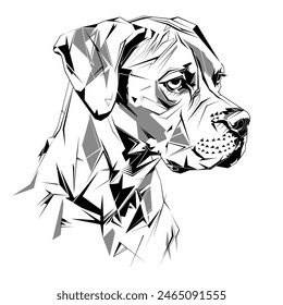 Perro Abstractas Ilustración vectorial en blanco y negro. Perfecto para una variedad de proyectos creativos, incluyendo tarjetas de felicitación, estampados de camisetas y carteles.