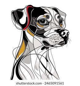 Perro Abstractas Arte vectorial Blanco y Negro Perfecto para una variedad de proyectos creativos, incluyendo tarjetas de felicitación, estampados de camisetas y carteles.