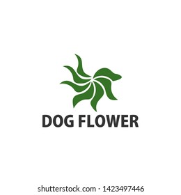 dog abstract and leaf design inspiration logo