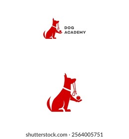 Dog academy logo template	vector illustration