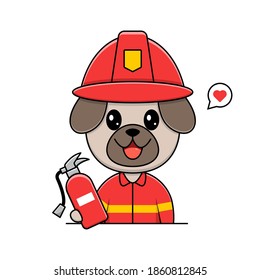 dog acts as firefighter illustration