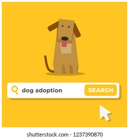 Dog Adoption Written in Browser Search Bar with Mouse Pointer
