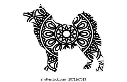 Dog Adult antistress or children coloring page. Hand drawn animal doodle. Sketch for tattoo, poster, print, t-shirt . Vector illustration