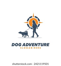 dog adventure vector logo design template