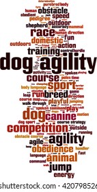 Dog agility word cloud concept. Vector illustration