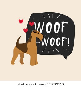 Dog airedale terrier illustration vector with banner