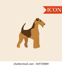 Dog airedale terrier illustration vector with banner