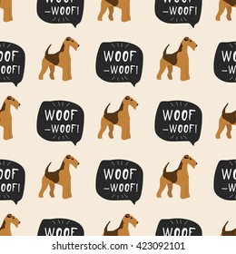 Dog airedale terrier pattern seamless