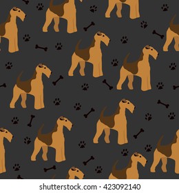 Dog airedale terrier pattern seamless
