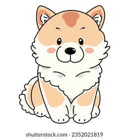 dog akita kawaii, cute character cartoon vector illustration