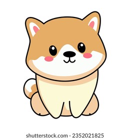 akita kawaii perro, ilustración vectorial de caricaturas lindas