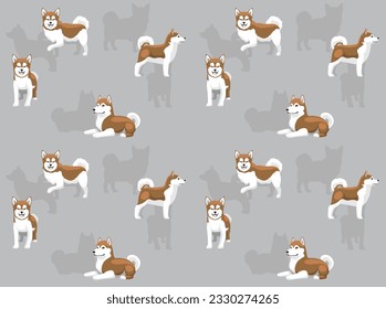 Dog Alaskan Malamute Red Coat Cute Cartoon Seamless Wallpaper Background
