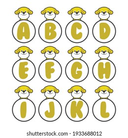 Dog alphabet collection, vector art and illustration.