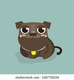 Dog American Pitbull Terrier Cartoon Vector.