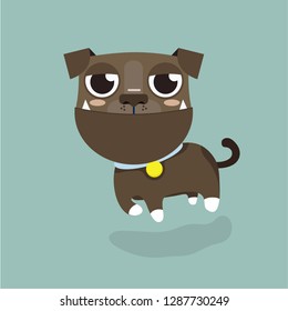 Dog American Pitbull Terrier Cartoon Vector.