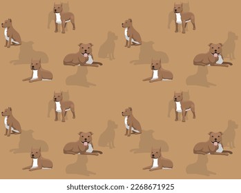 Hund American Pitbull Terrier Cartoon Poses Nahtlose Bildschirmhintergrund