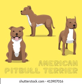 Dog American Pitbull Terrier Cartoon Vector Illustration