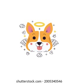 Dog Angel Emoticon Vector Illustration