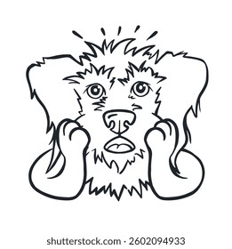 Dog anger emotion, color cartoon vector.