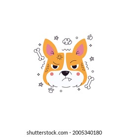 Dog Angry Emoticon Vector Illustration