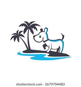 cão animal praia vetor abstrato logotipo moderno estilo