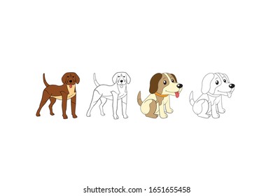 Dog Animal Cartoon Vector Illustration Bundle