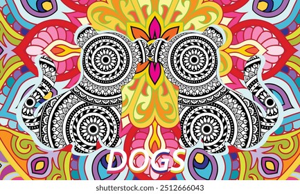 Dog animal coloring book cover design. Colorful book for kids , animaltion and cartoon vector art design, coloring book and page,dog lovers