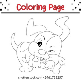 Página de libro para colorear de animales de perro para niños