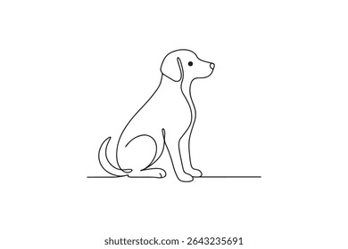 Dog animal continuous one line drawing minimalism design