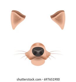 Dog animal face filter template video chat photo effect vector isolated icon