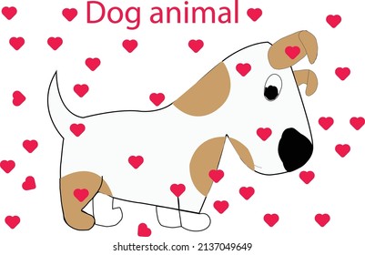 Dog animal, Heart love cartoon, Seamless pattern with cute cartoon lovely dogs and hearts. Vector illustration.