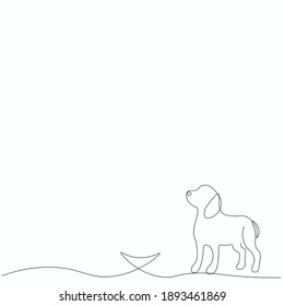 Dog animal line drawing, vector illustration