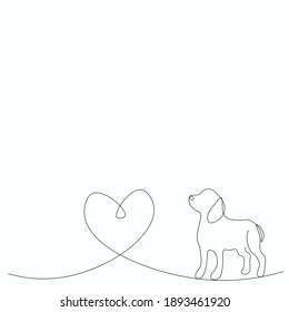 Dibujo de líneas de animales de perro, ilustración vectorial